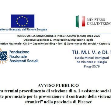 AVVISO PUBBLICO Riapertura termini procedimento di selezione di n. 1 assistente sociale