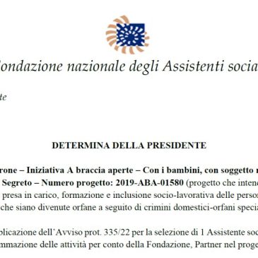 Progetto Airone – Iniziativa A braccia aperte – Con i bambini, con soggetto responsabile Il Giardino Segreto – Numero progetto: 2019-ABA-01580