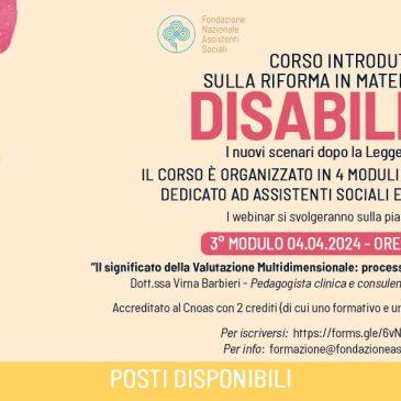 RIFORMA DISABILITÀ: domani il terzo webinar