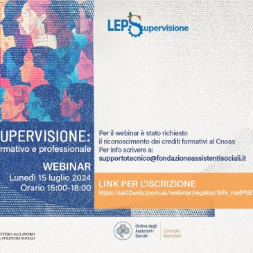 Il 15 un nuovo webinar sulla Supervisione: iscrizioni al via