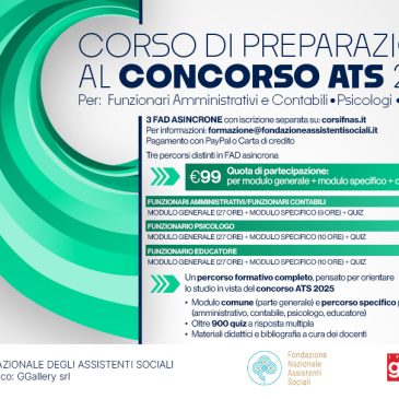 CONCORSO MLPS/ATS: FAD Fnas-GGallery per amministrativi, contabili, educatori e psicologi