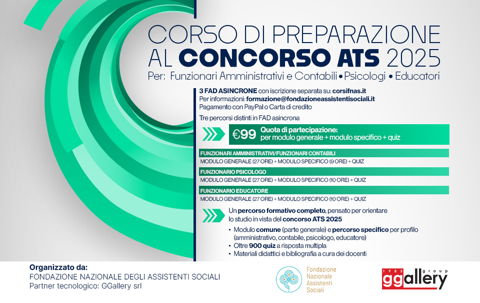 CONCORSO MLPS/ATS: FAD Fnas-GGallery per amministrativi, contabili, educatori e psicologi