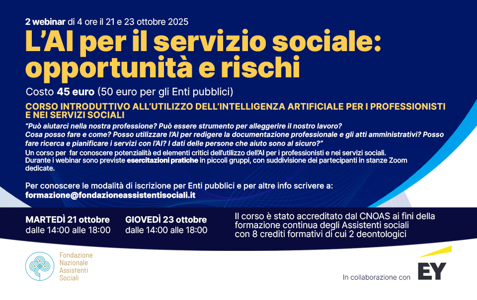 AI, OPPORTUNITA’ E RISCHI: iscrizioni al webinar entro il 20 ottobre